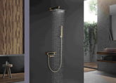 Rainfall Shower System 10" Square Shower Head with Rotable Handheld Sprayer, Wall Mounted Bathroom Shower Combo with Foldable Tub Spout, Anti-Rust Solid Brass Valve Diverter